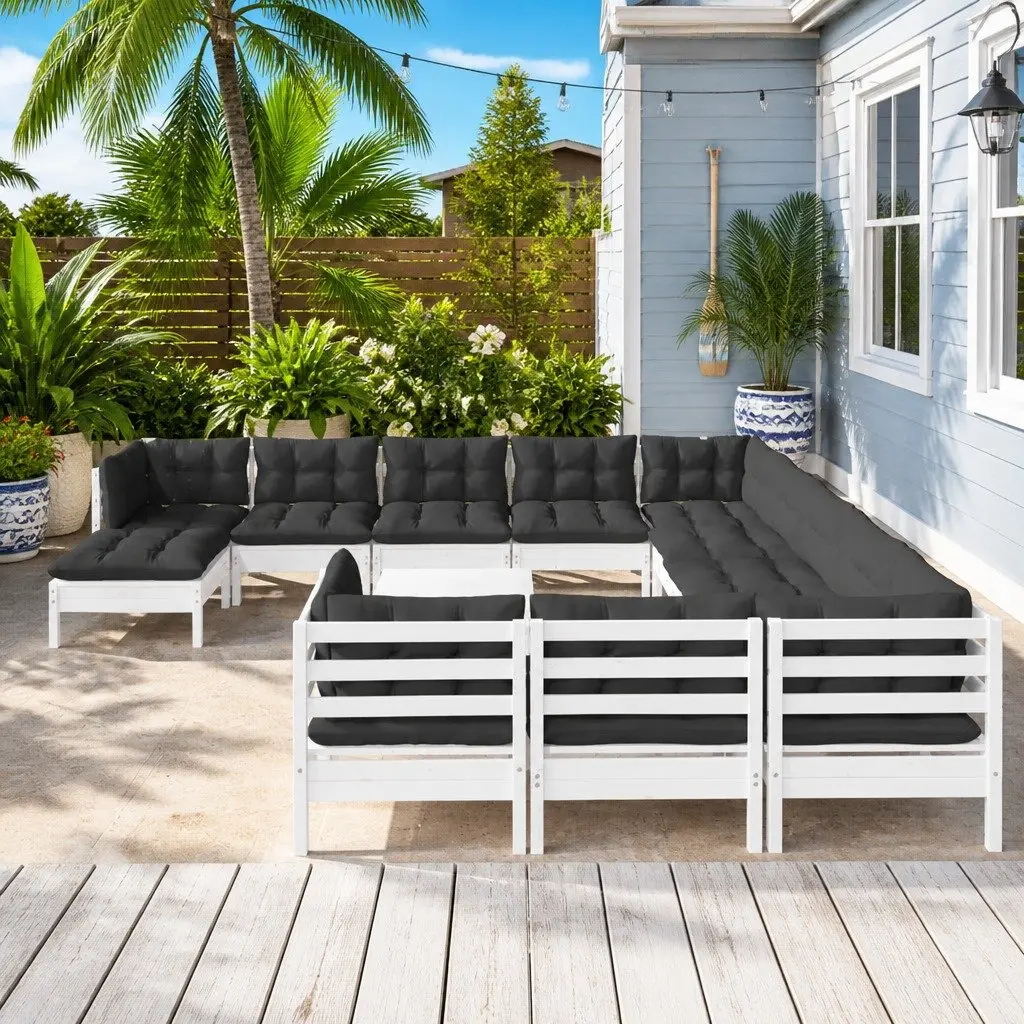 13 Piece Garden Lounge Set in White Pinewood