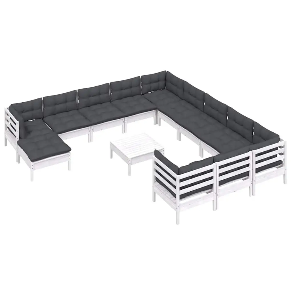 13 Piece Garden Lounge Set in White Pinewood