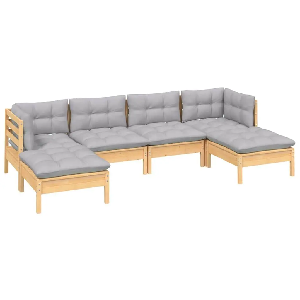 Garden Lounge Set Outdoor Patio Furniture 6 Piece Grey Cushions Modular