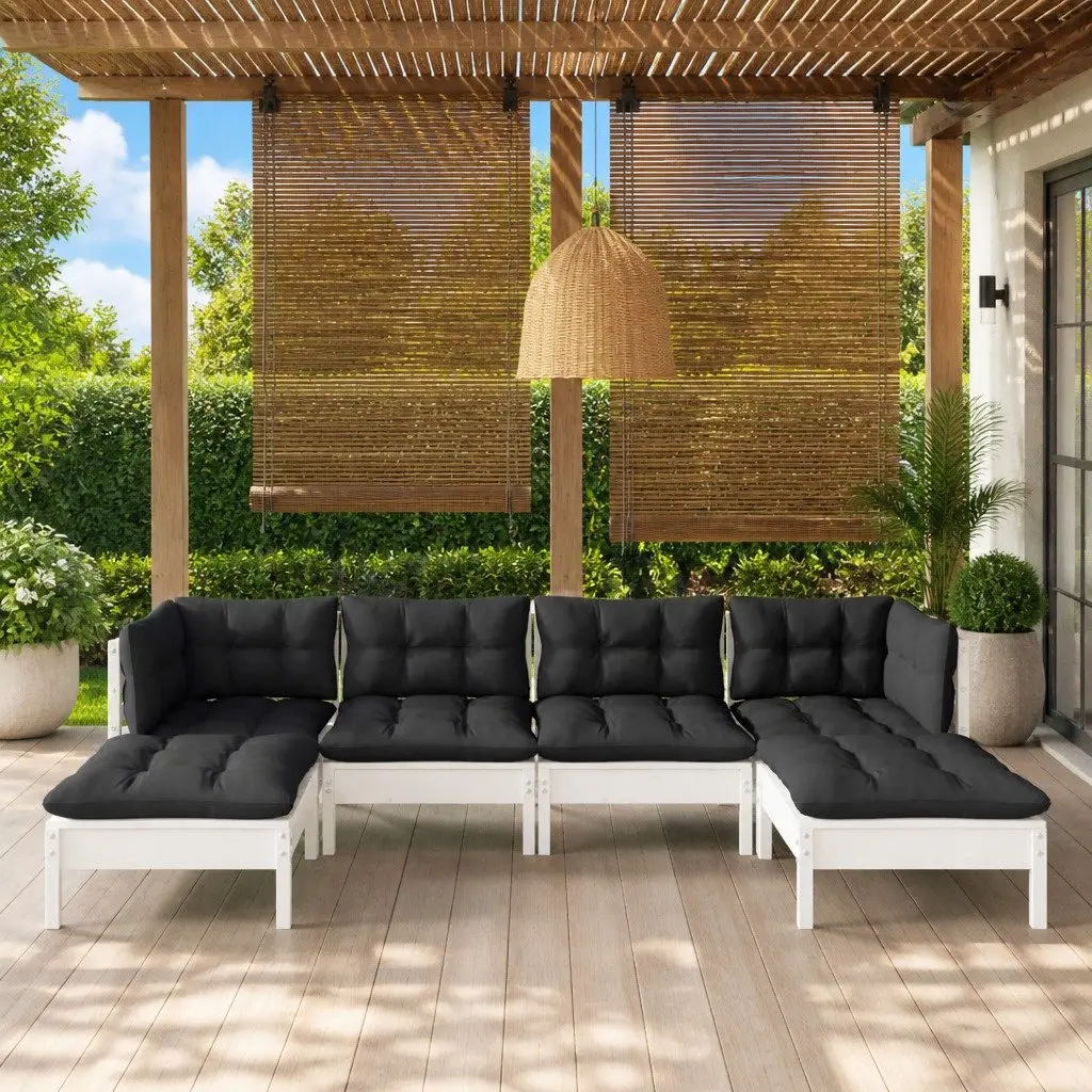 6-Piece White Outdoor Lounge Set