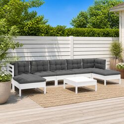 Specifications of 8-Piece White Pinewood Lounge Set