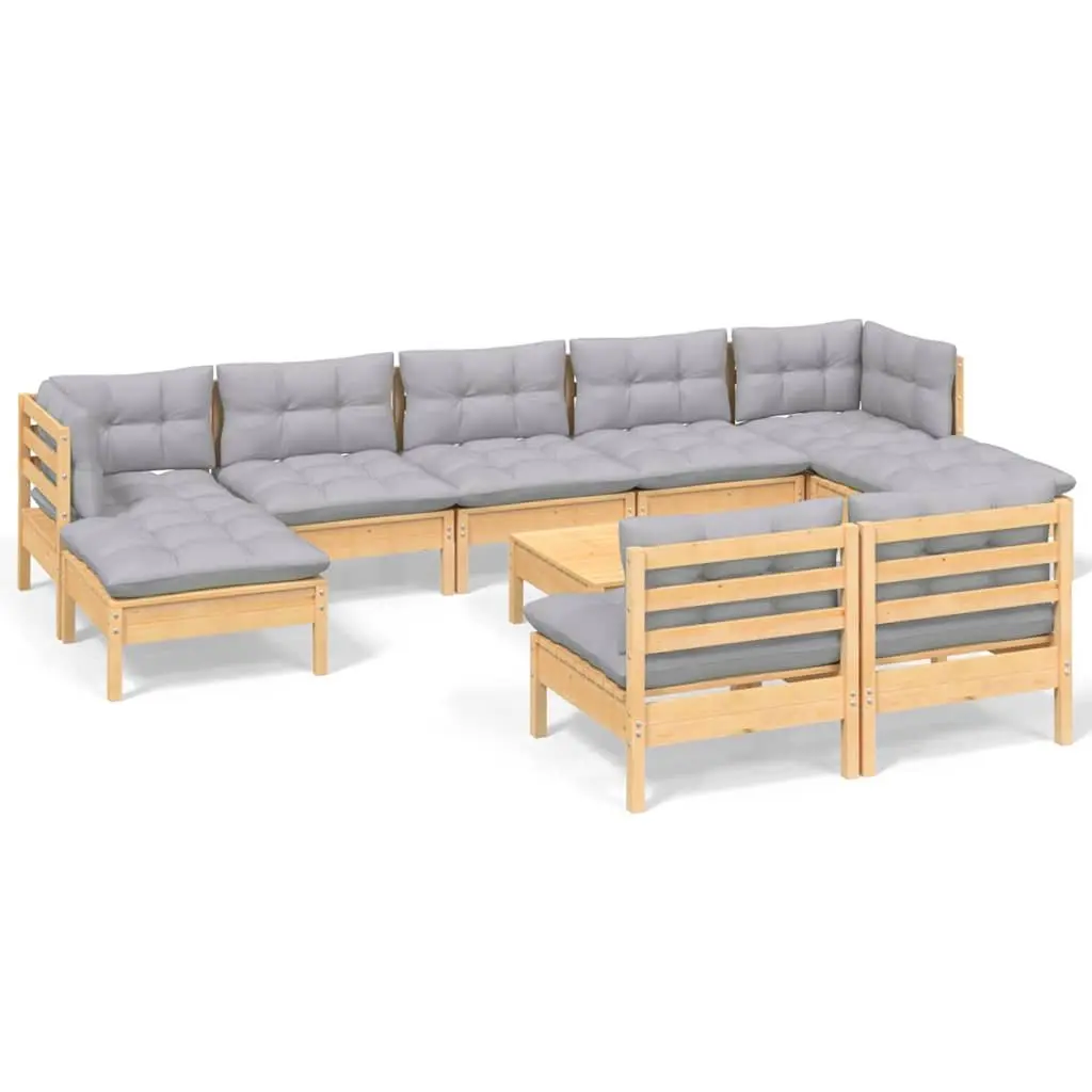 Garden Lounge Set 10 Pieces Made from Solid Pinewood