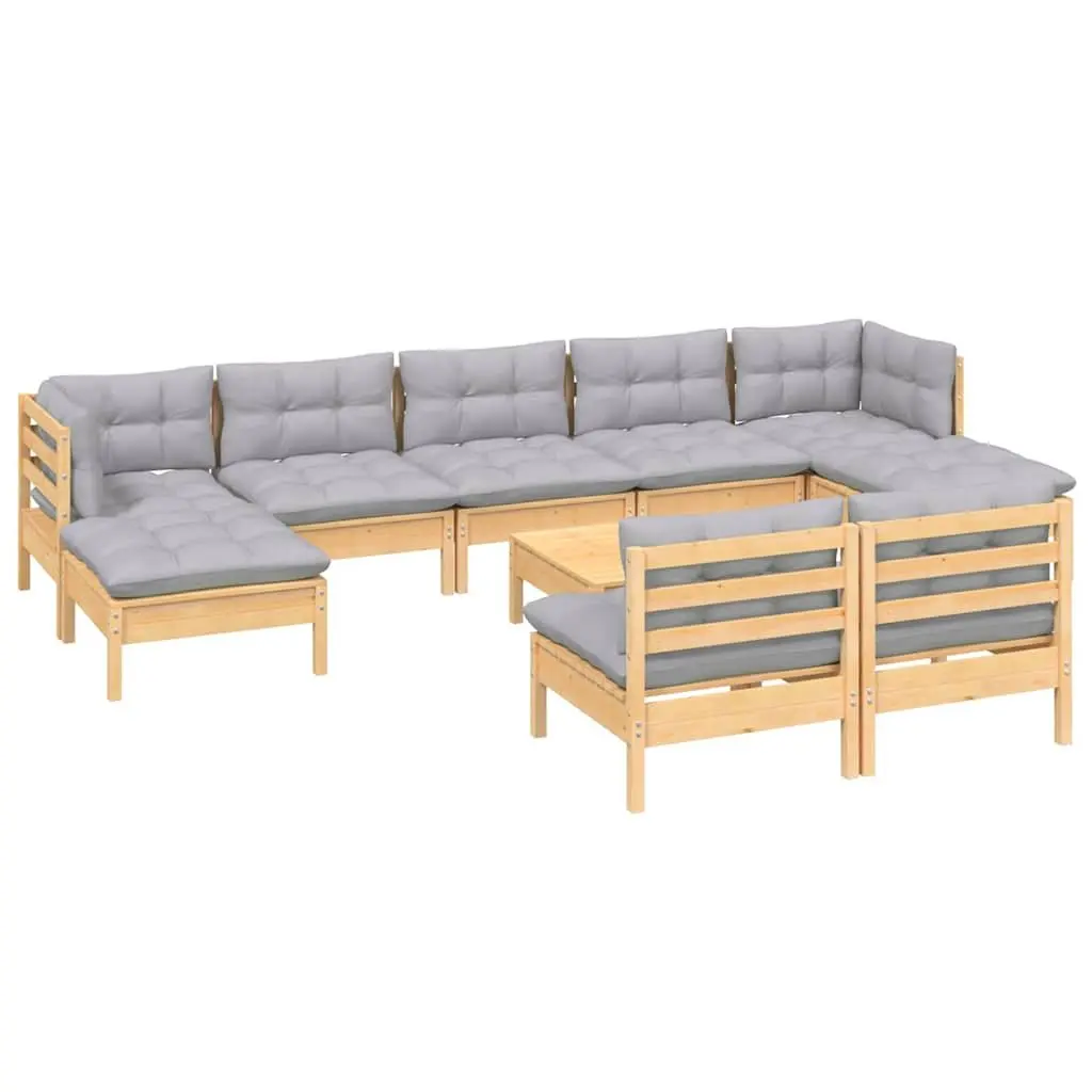 Garden Lounge Set 10 Pieces Made from Solid Pinewood