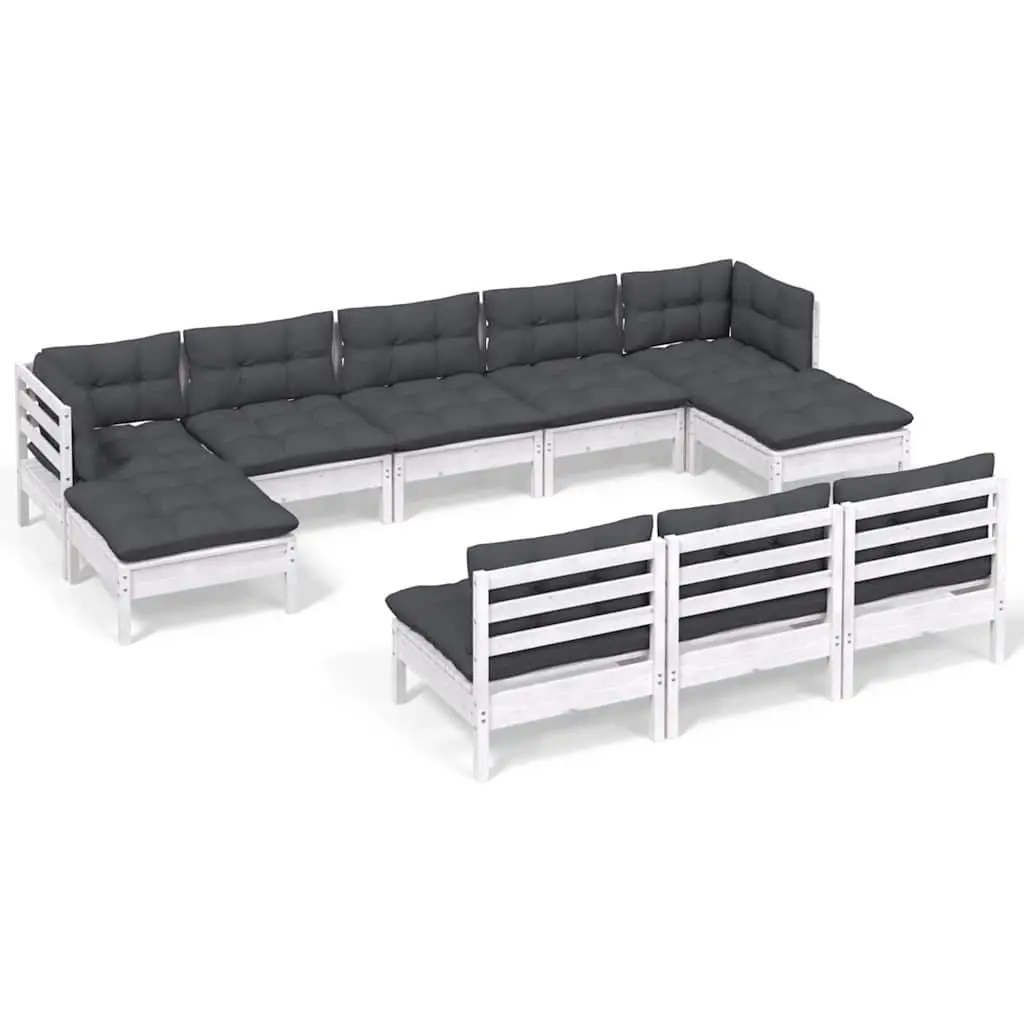 10 Piece White Pinewood Lounge Set