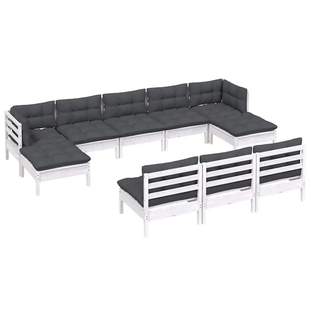 10 Piece White Pinewood Lounge Set