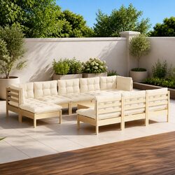 11 Piece Outdoor Furniture Set - Pinewood Construction