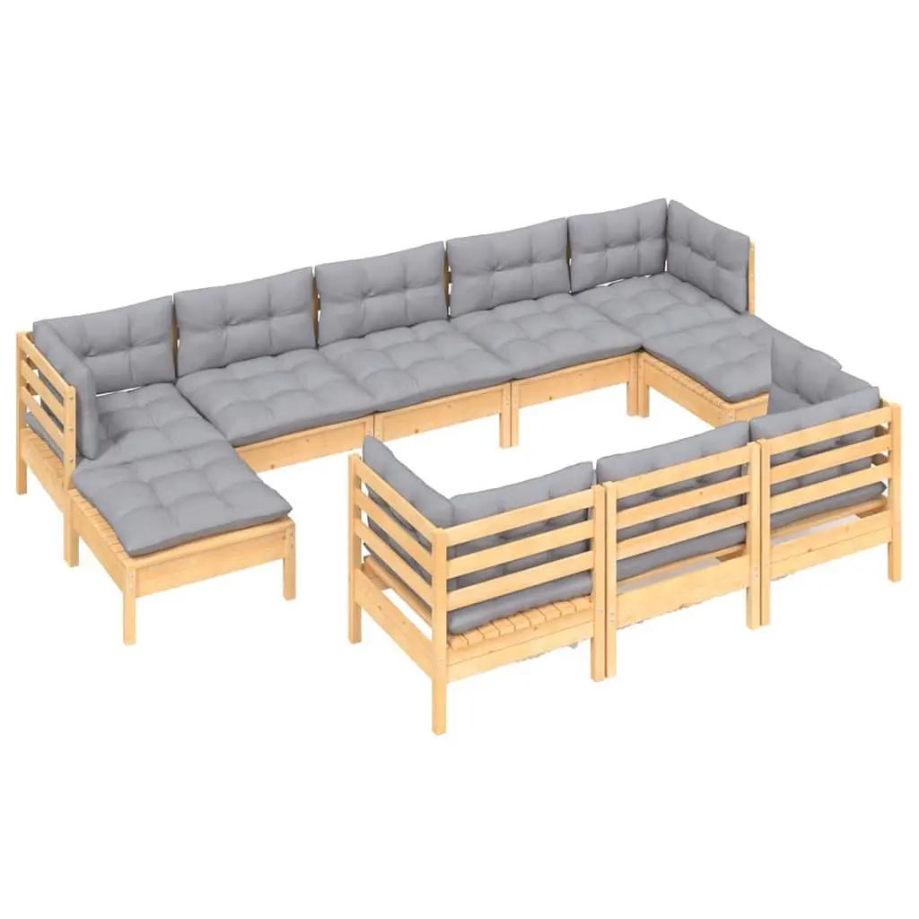 Garden Lounge Set Outdoor Furniture Patio Sofa 10 Piece Grey Cushions