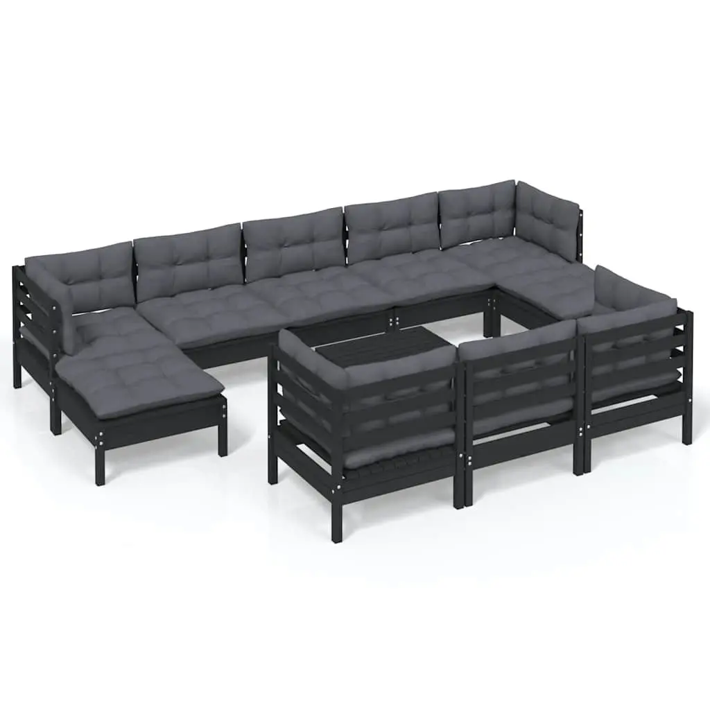 Garden Lounge Set Outdoor Patio Furniture 11 Piece Black Modular