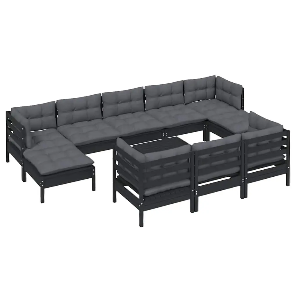 Garden Lounge Set Outdoor Patio Furniture 11 Piece Black Modular