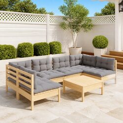 7 Piece Modular Garden Lounge Set with Pinewood Frame
