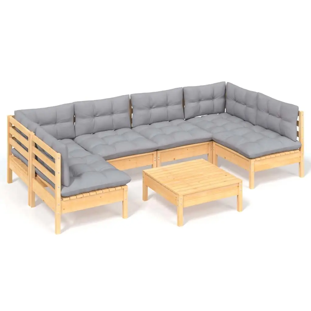 7 Piece Modular Garden Lounge Set with Pinewood Frame