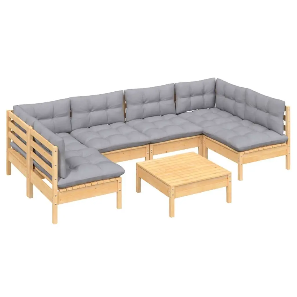 7 Piece Modular Garden Lounge Set with Pinewood Frame