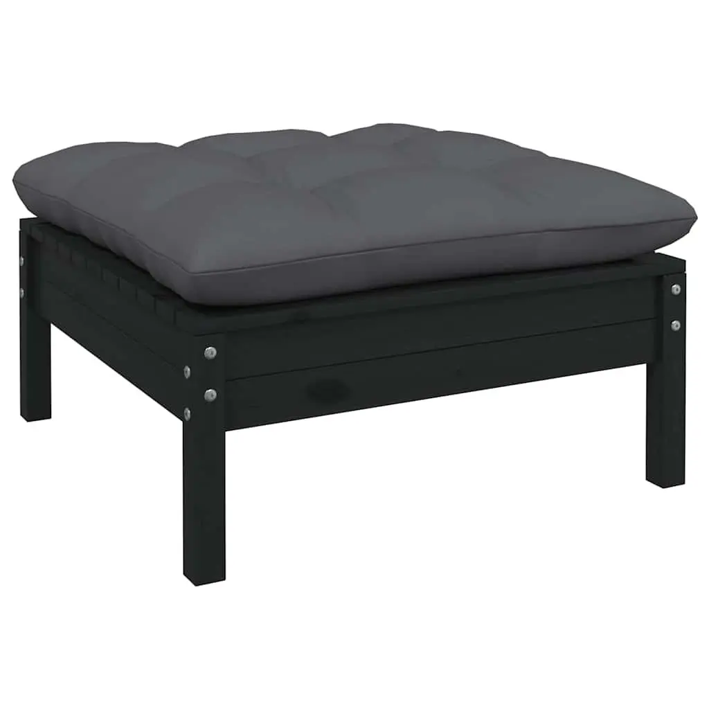 Garden Lounge Set 7 Piece Patio Furniture Black Solid Pinewood