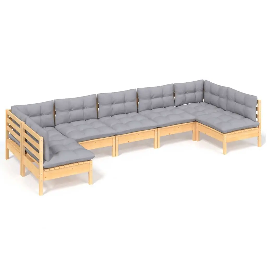 Garden Lounge Set 7 Piece Outdoor Furniture Patio Sofa Grey Cushions