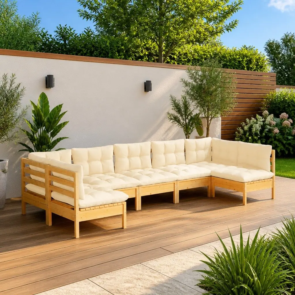 7-Piece Pinewood Modular Lounge Set
