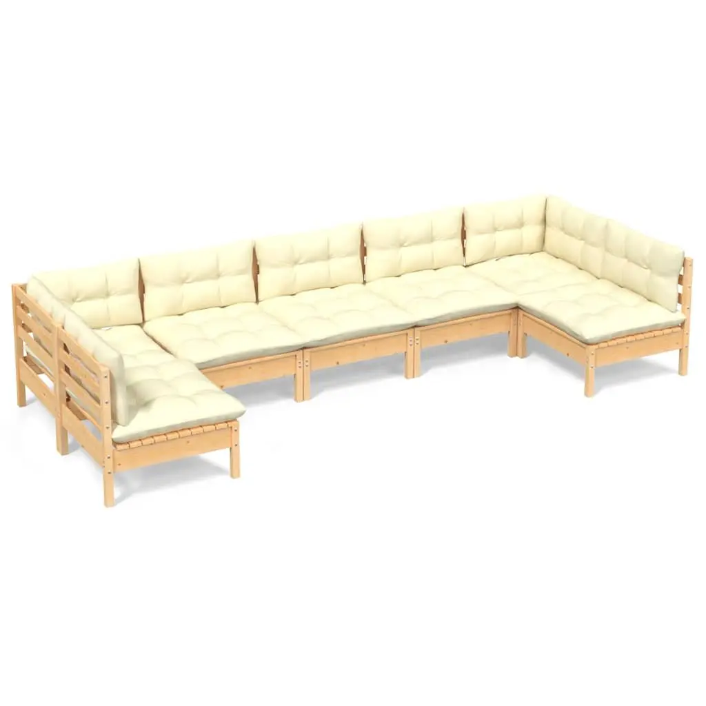 7-Piece Pinewood Modular Lounge Set