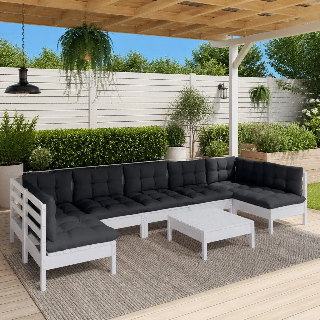 8 Piece Modular White Garden Lounge Set