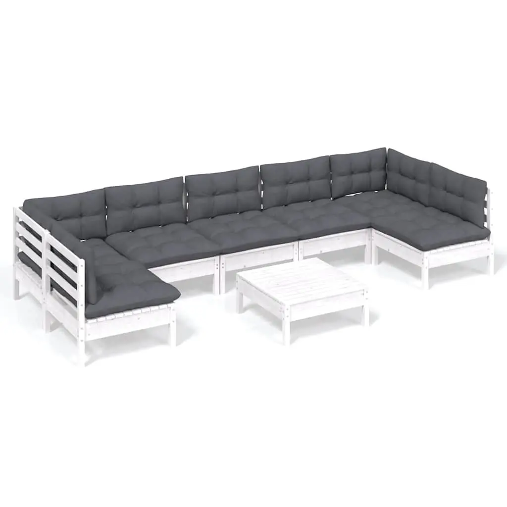 8 Piece Modular White Garden Lounge Set