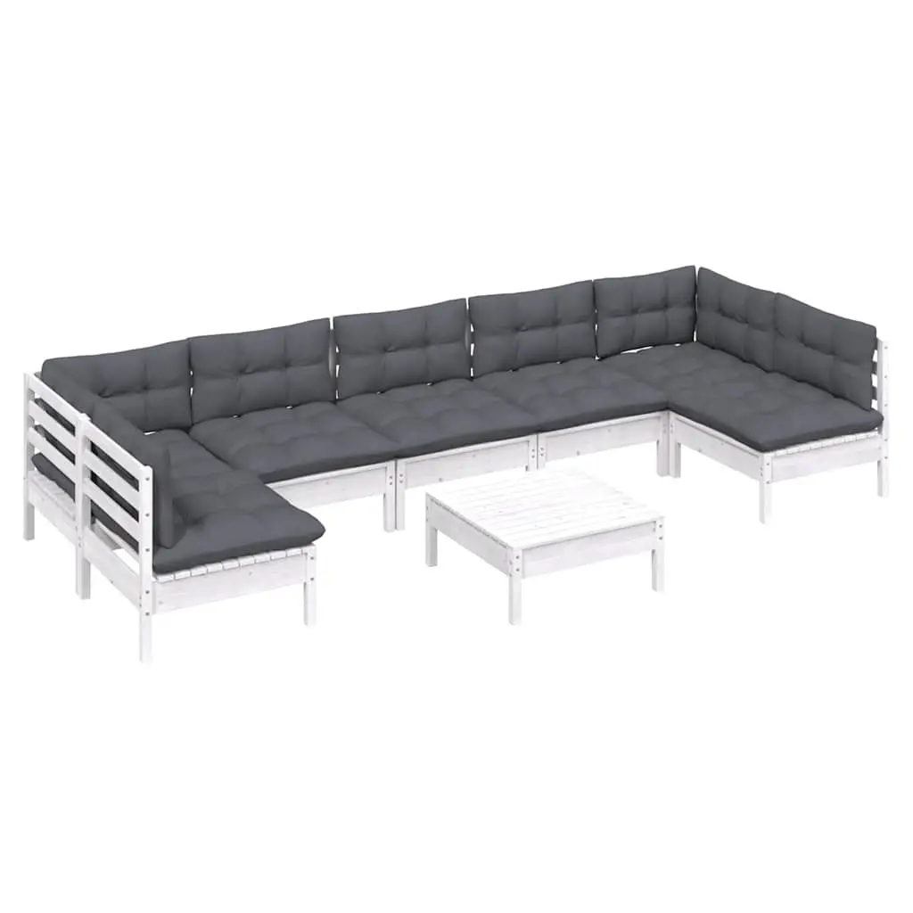 8 Piece Modular White Garden Lounge Set
