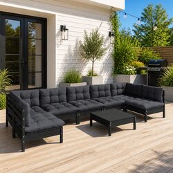 Specifications for 8-Piece Black Outdoor Lounge Set