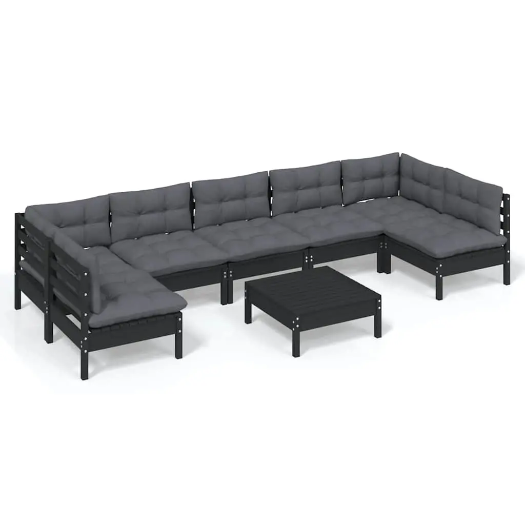 8-Piece Black Outdoor Lounge Set