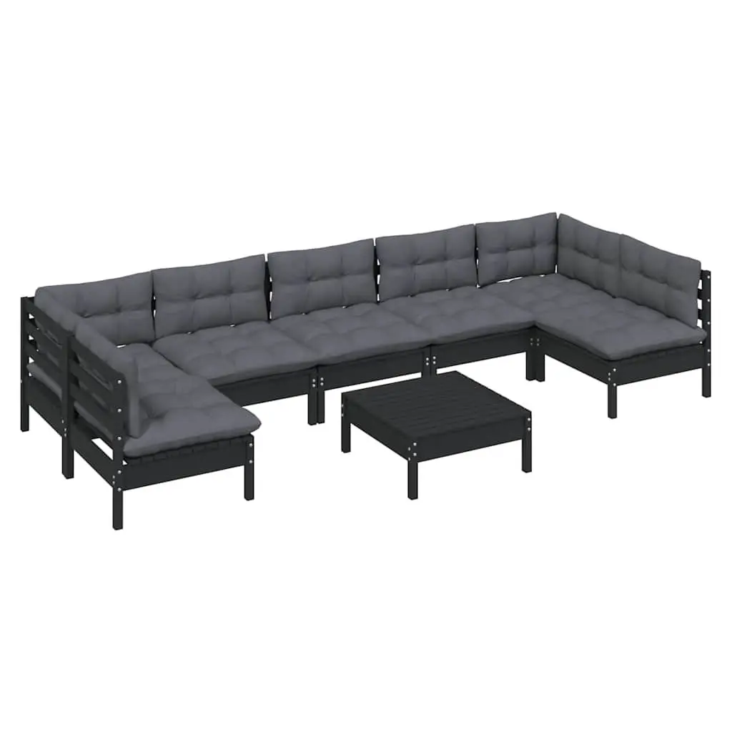8-Piece Black Outdoor Lounge Set