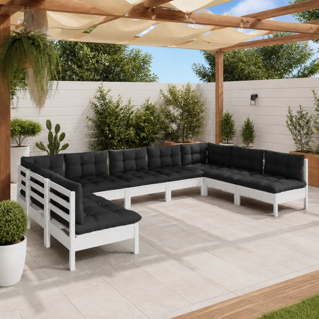 9-Piece White Modular Lounge Set for Outdoor Use