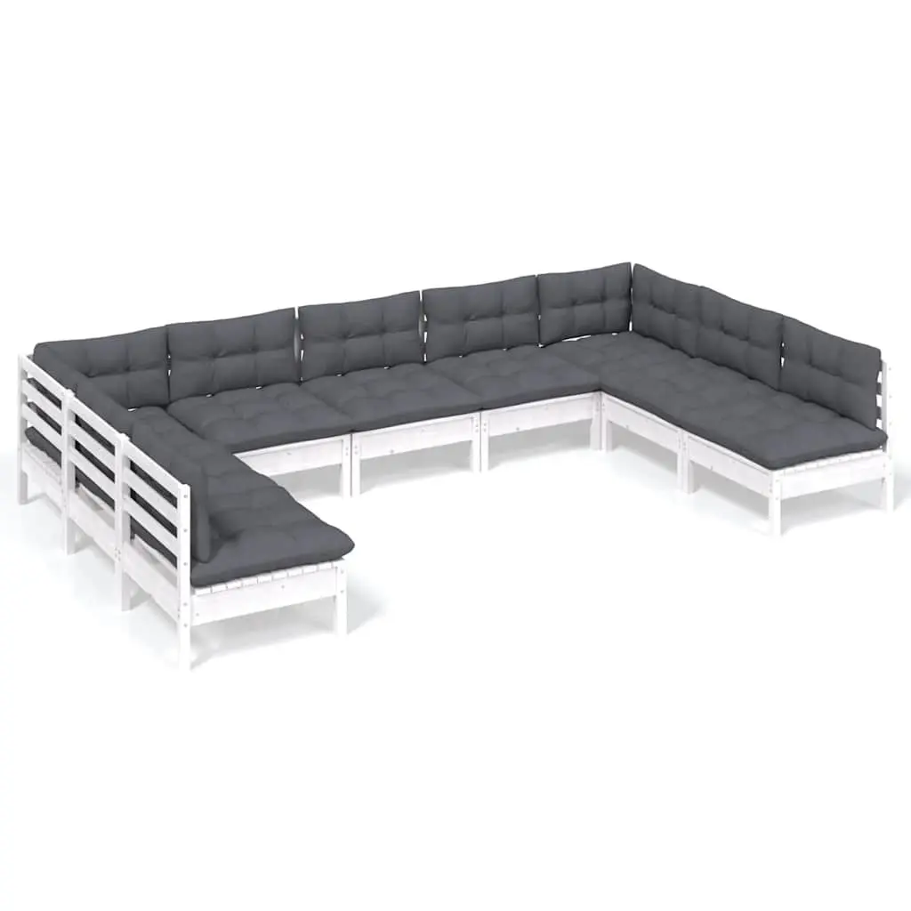 9-Piece White Modular Lounge Set for Outdoor Use