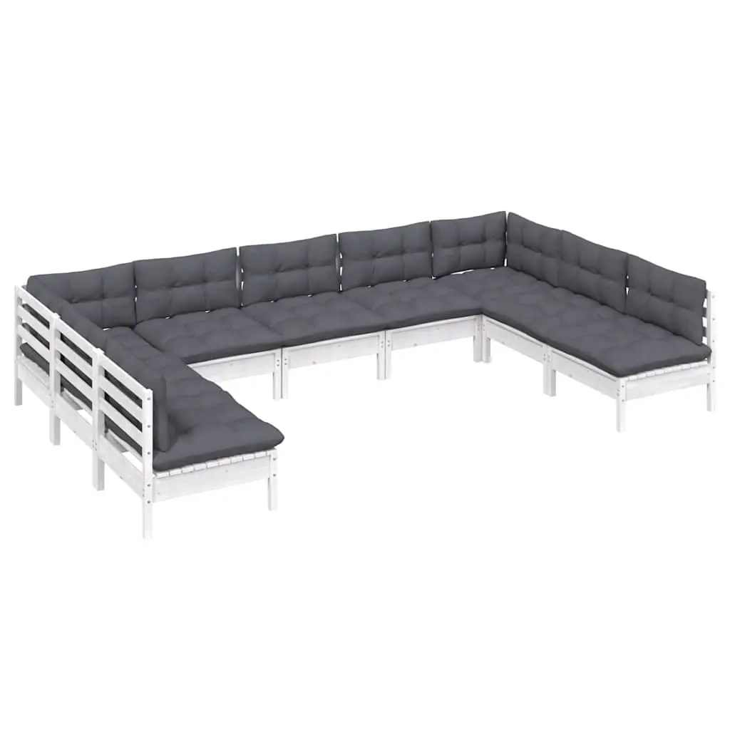 9-Piece White Modular Lounge Set for Outdoor Use