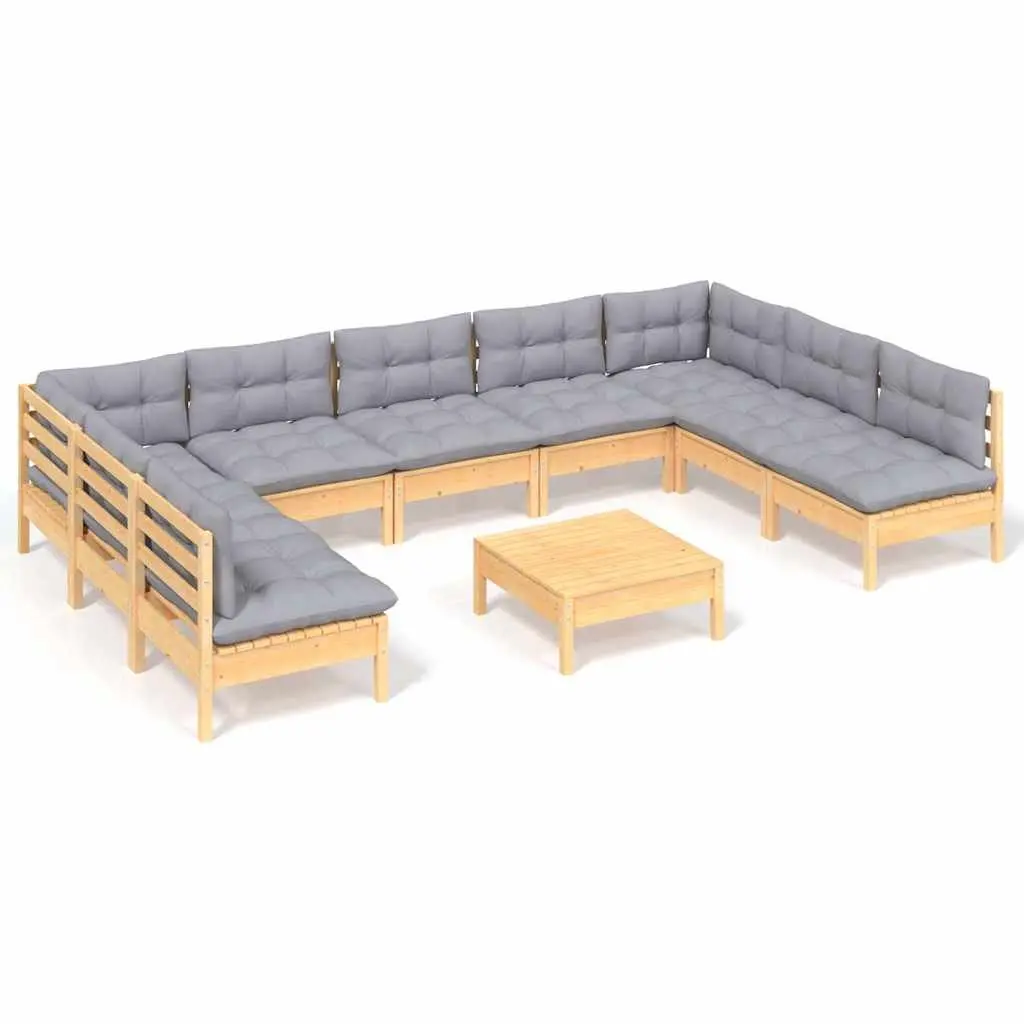 Garden Lounge Set Outdoor Patio Furniture 10 Piece Grey Cushions Modular