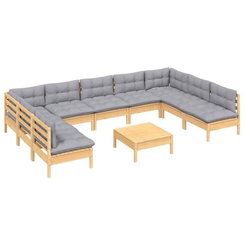 Garden Lounge Set Outdoor Patio Furniture 10 Piece Grey Cushions Modular