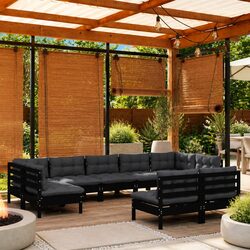 9 Piece Black Pinewood Lounge Set: Specifications and Features