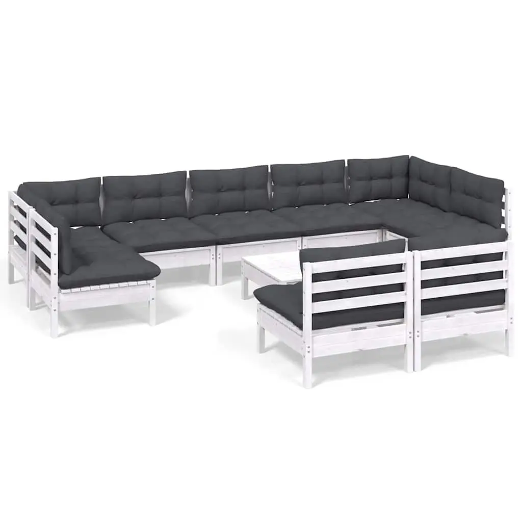 10-Piece White Garden Lounge Set