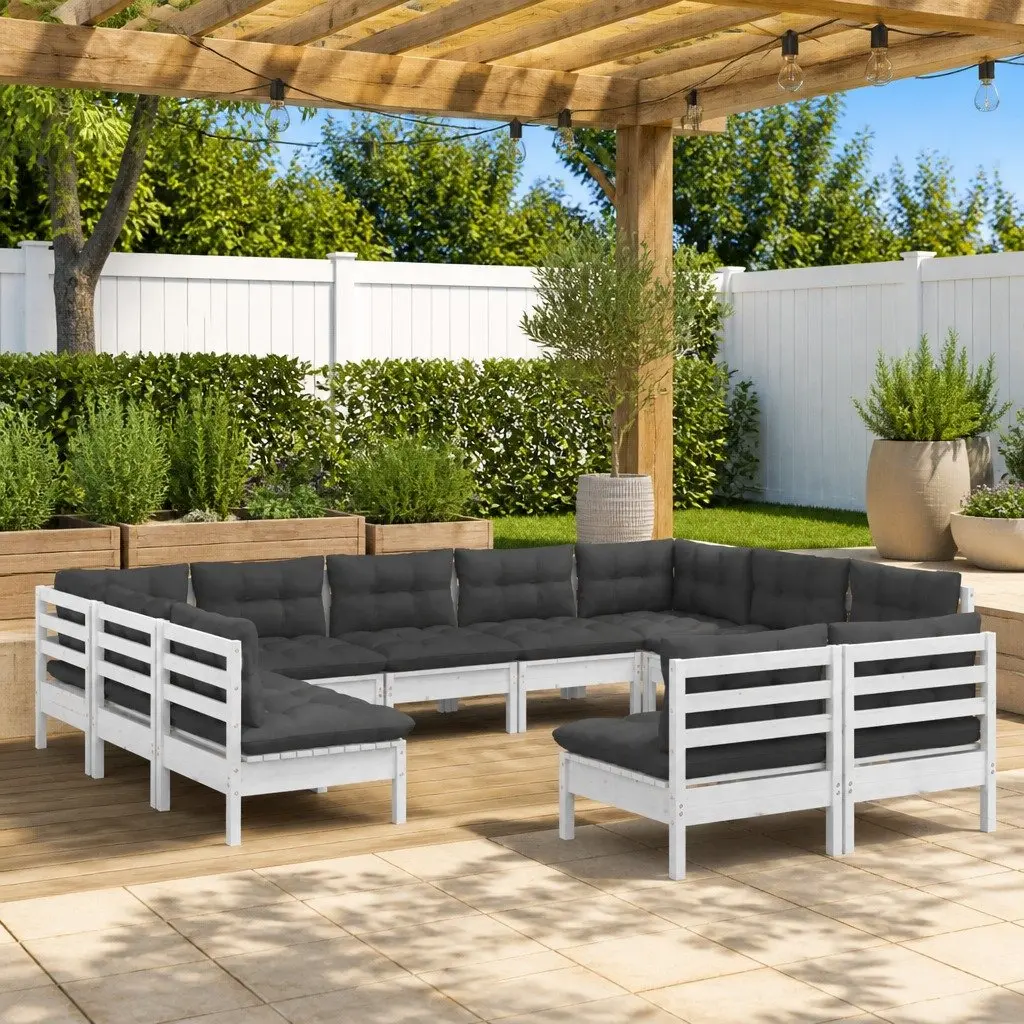11-Piece Garden Lounge Set in White