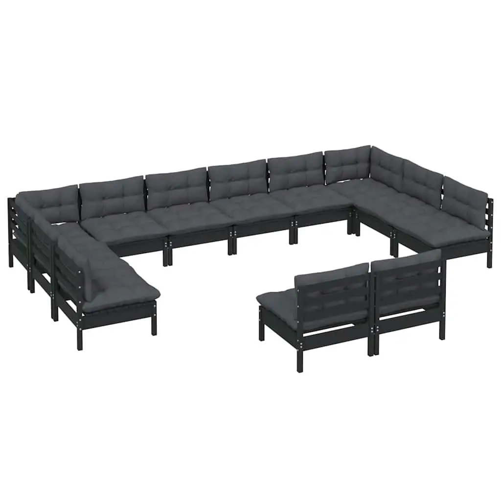 12-Piece Black Pinewood Lounge Set