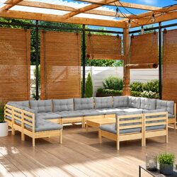 Garden Lounge Set 13 Piece Outdoor Furniture Patio Sofa Grey Cushions Modular