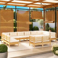 Garden Lounge Set 12 Piece Cream Modular Outdoor Furniture