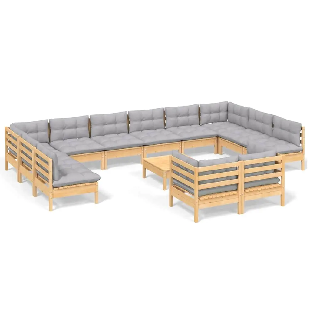 13 Piece Pinewood Garden Lounge Set