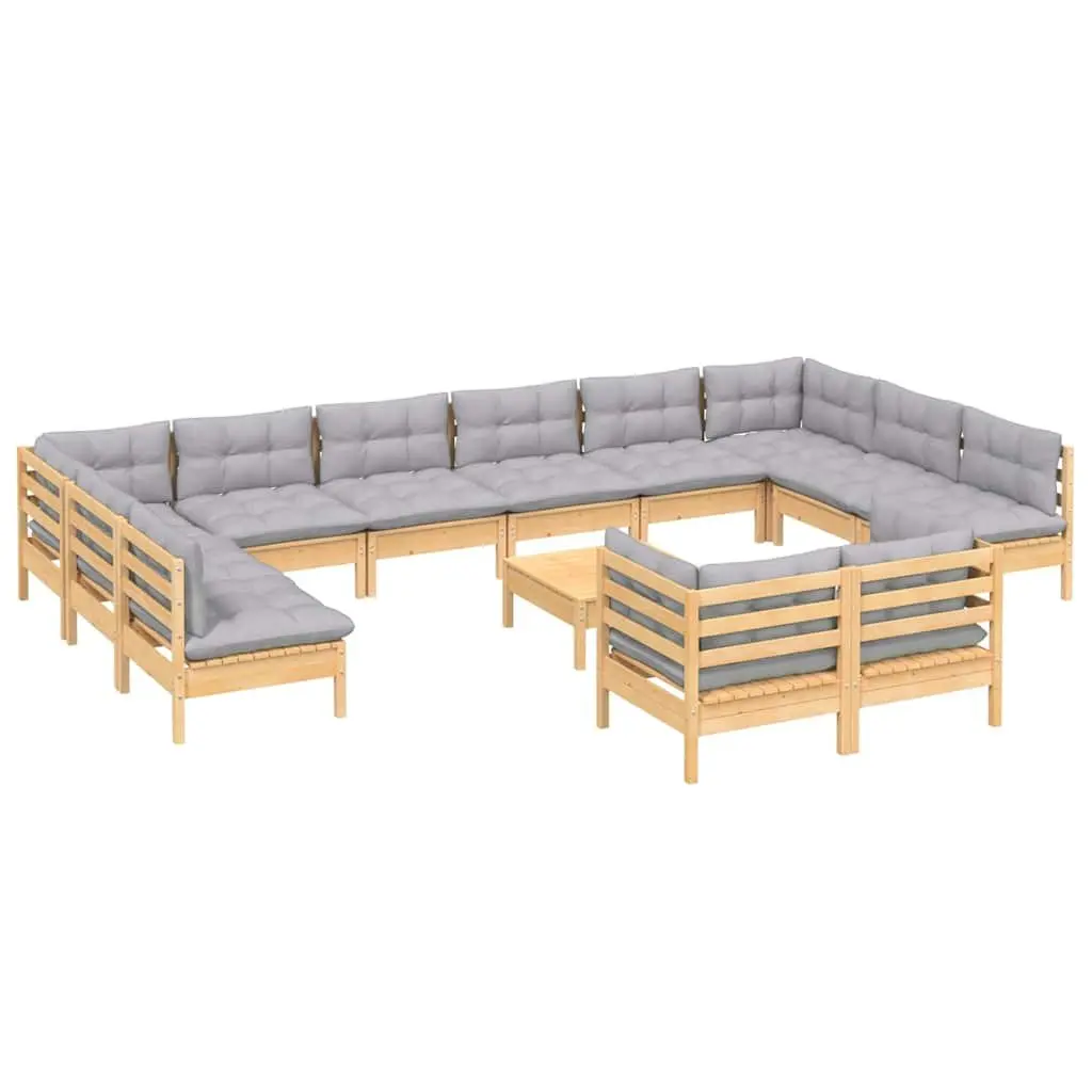13 Piece Pinewood Garden Lounge Set