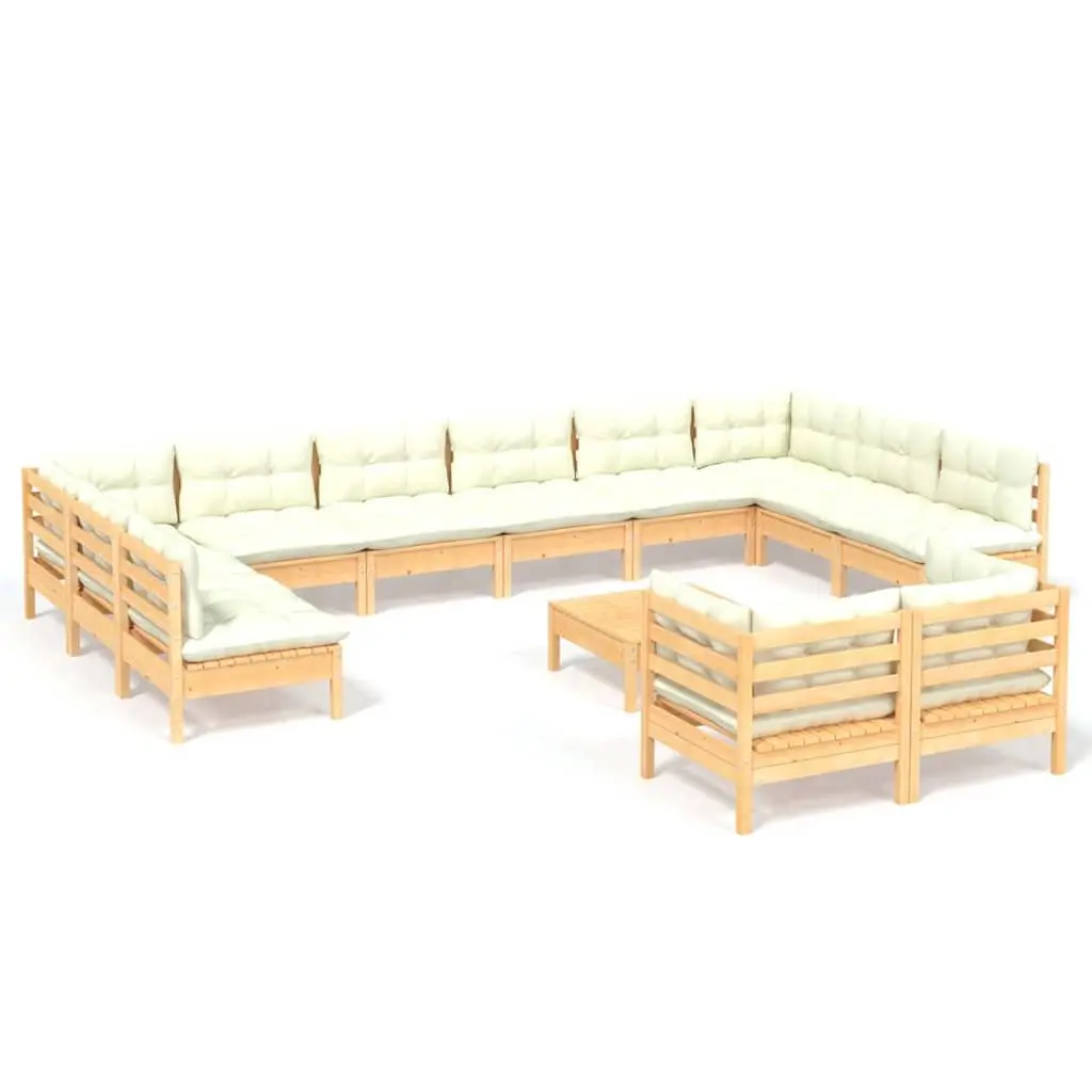 Garden Lounge Set Outdoor Patio Furniture 13 Piece Pinewood with Cushions