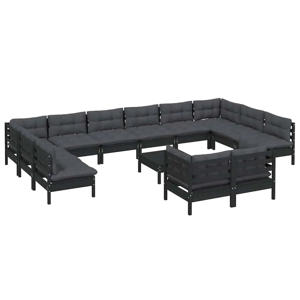 Garden Lounge Set Outdoor Furniture Modular Patio 13 Piece Black