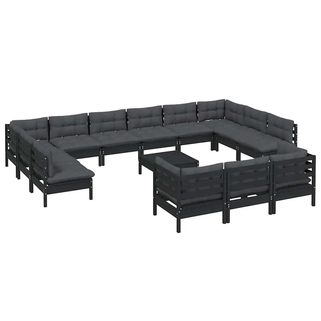 14 Piece Black Outdoor Lounge Set