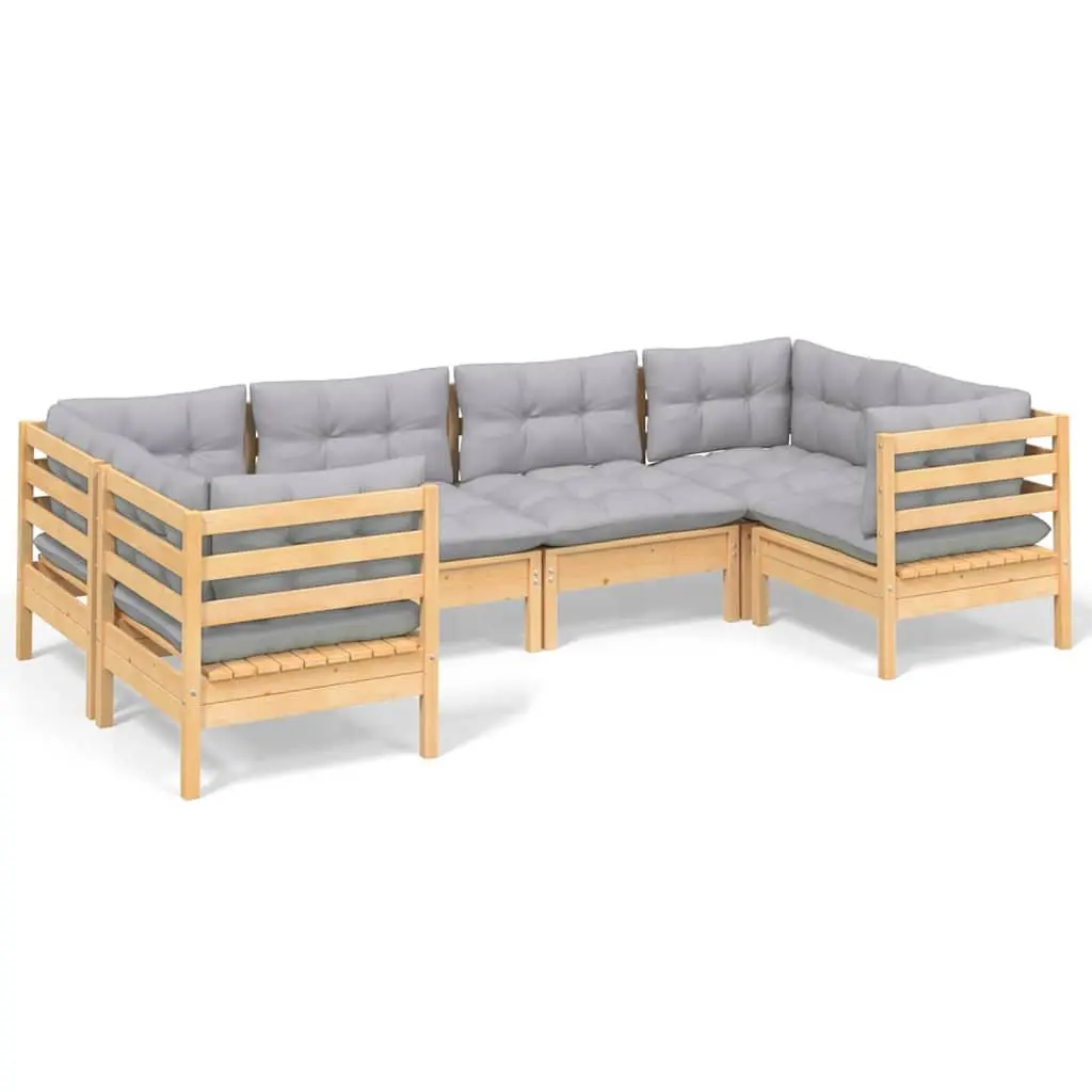 Garden Lounge Set Outdoor Patio Furniture 6 Piece Modular Grey Cushions