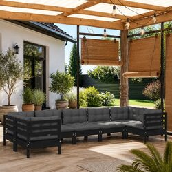 Specifications for 7 Piece Black Pinewood Lounge Set