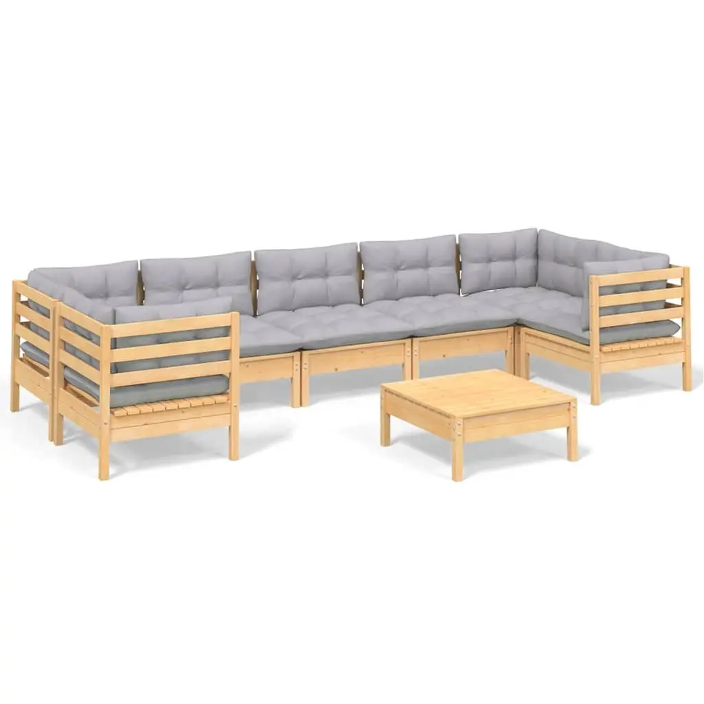 Garden Lounge Set Outdoor Furniture 8 Piece Modular Patio Seating Grey Cushions