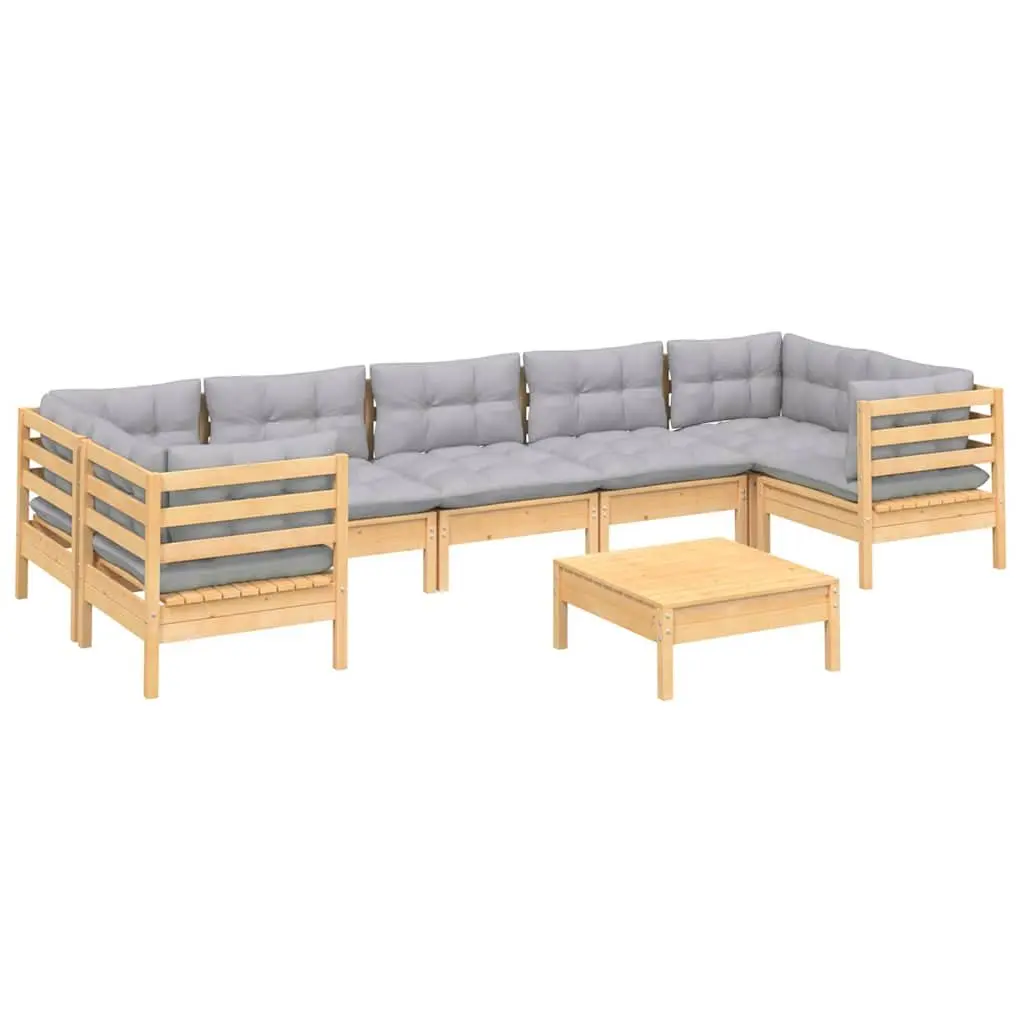 Garden Lounge Set Outdoor Furniture 8 Piece Modular Patio Seating Grey Cushions