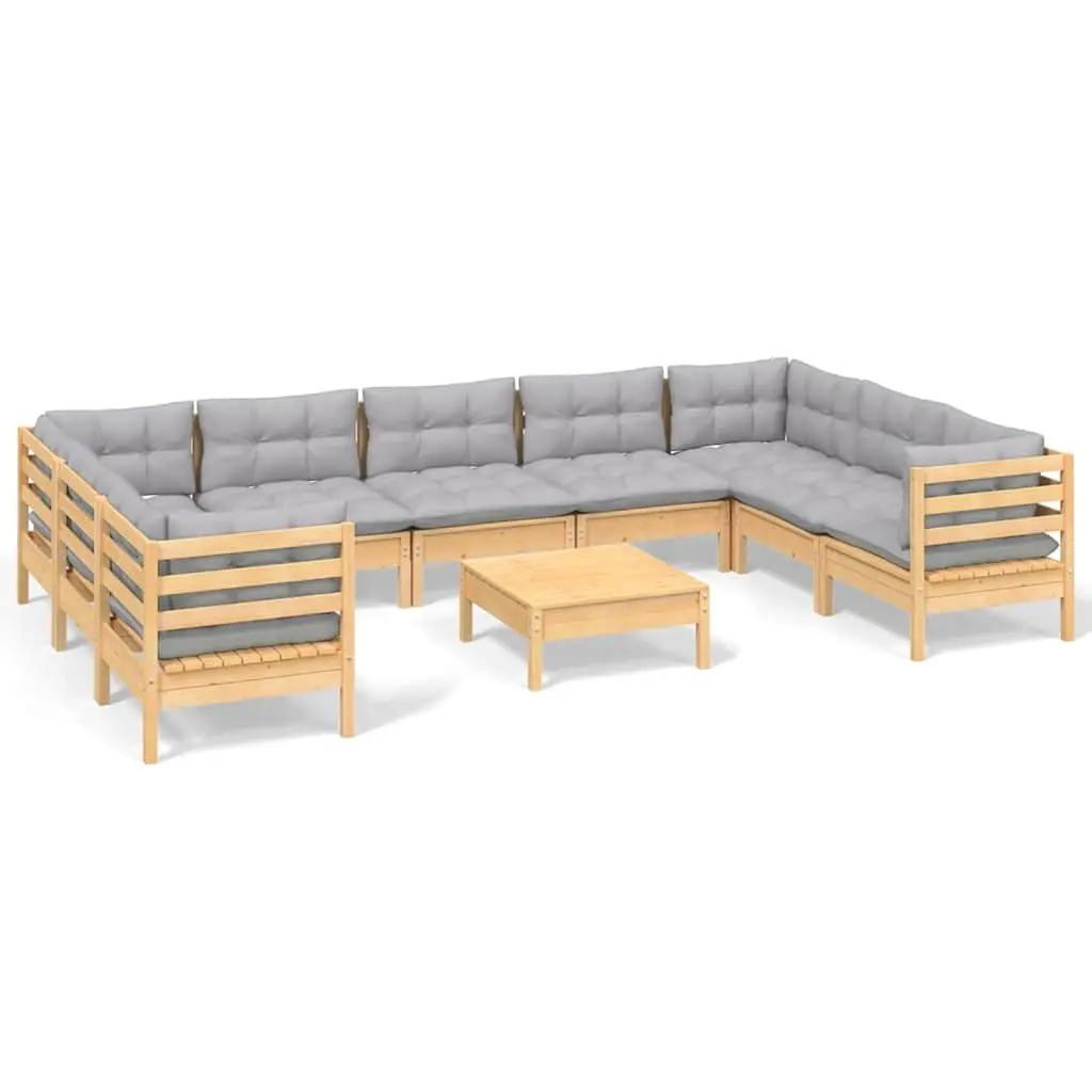 Garden Lounge Set Outdoor Furniture Patio Sofa 10 Piece Grey Cushions Modular