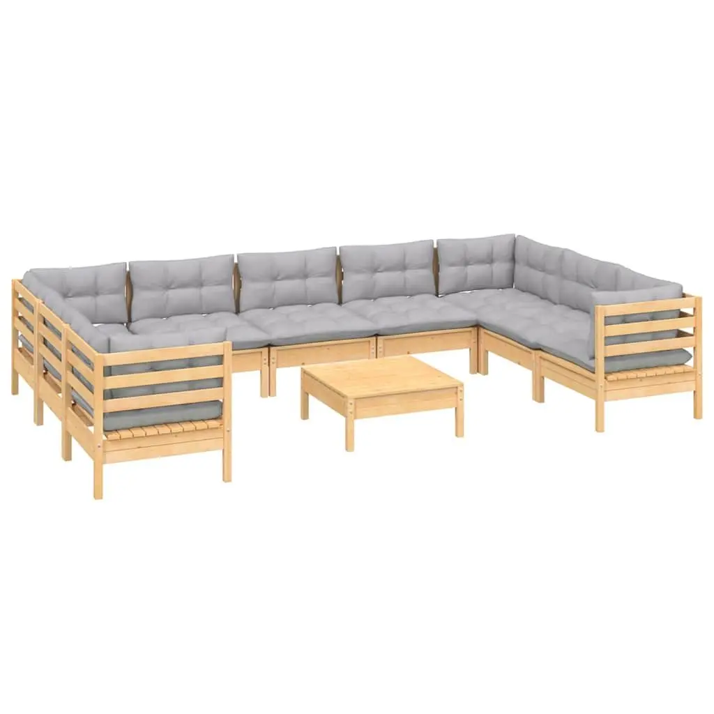 Garden Lounge Set Outdoor Furniture Patio Sofa 10 Piece Grey Cushions Modular
