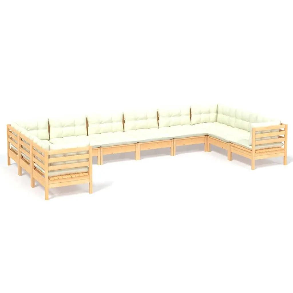 Garden Lounge Set Outdoor Patio Furniture 10 Piece Cream Cushions