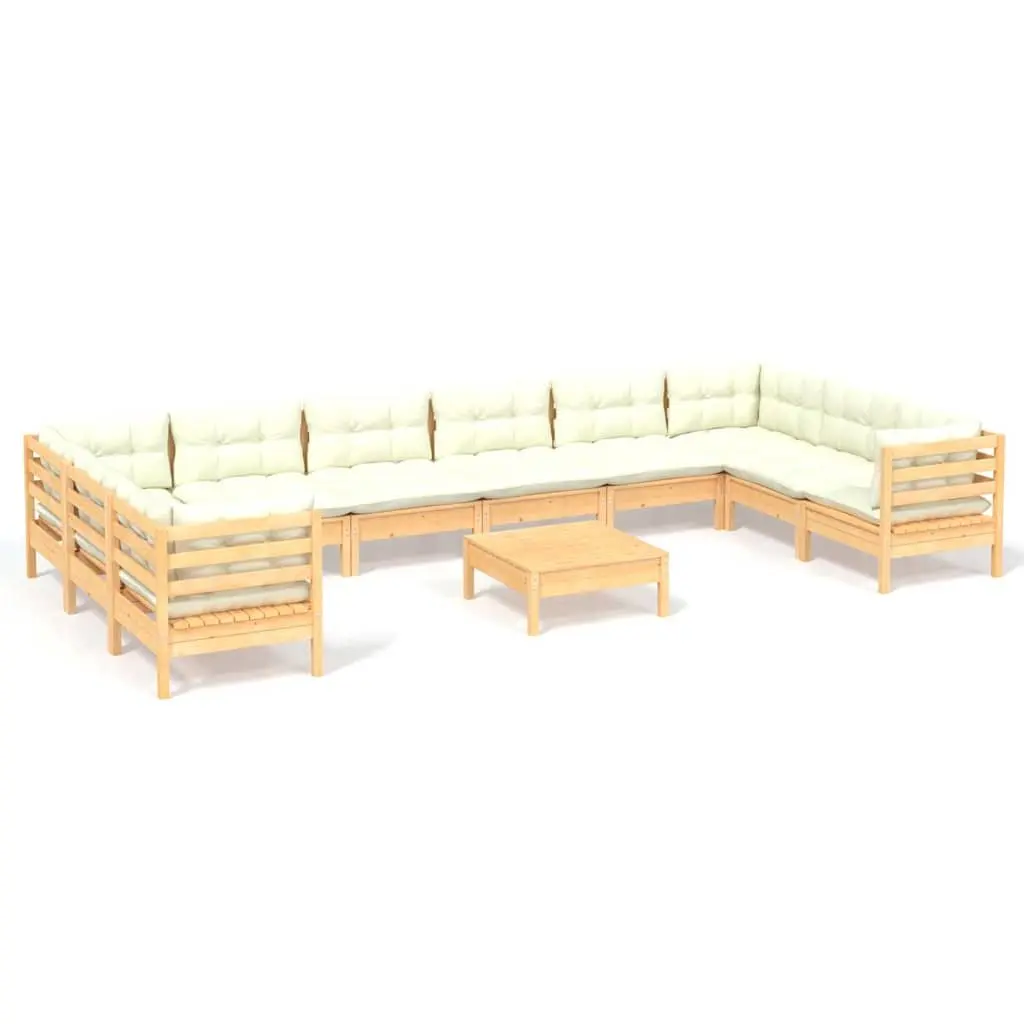 Garden Lounge Set 11 Piece Outdoor Patio Furniture Cream Cushions Modular
